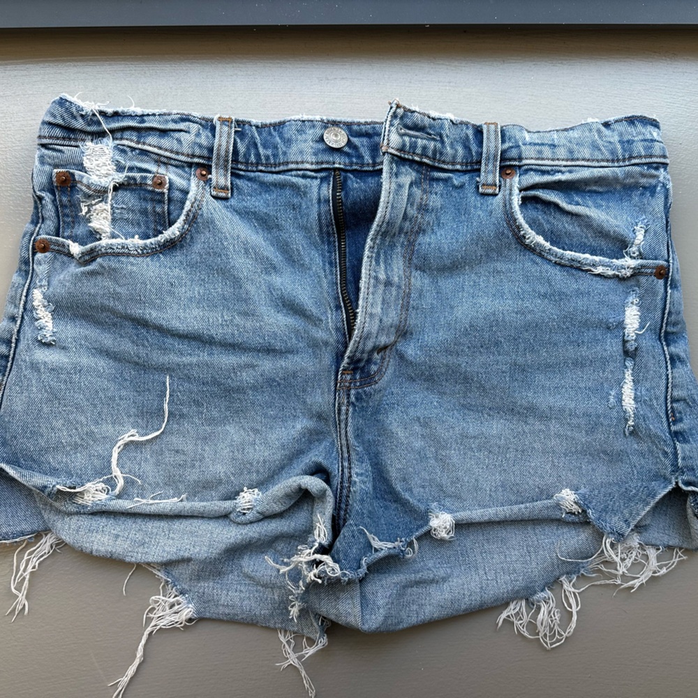 Abercrombie & Fitch Light Blue Frayed Jean Shorts